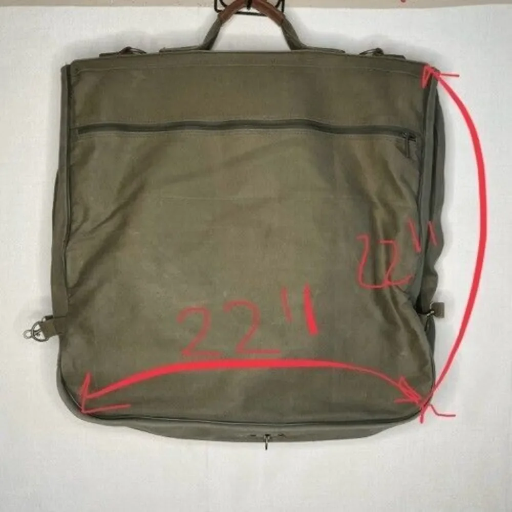 VTG JEEP Wrangler Canvas Travel Equipment Garment Bag‎ Men Size L Army Green/Tan